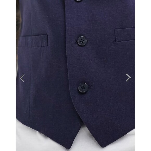 French Connection Sz 42 Vest In Marine Blue Rayon Blend V-Neck Casual ASOS New - Picture 6 of 12